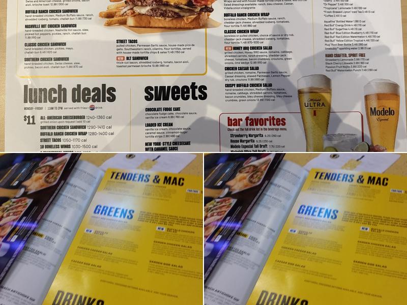 Buffalo Wild Wings Menu