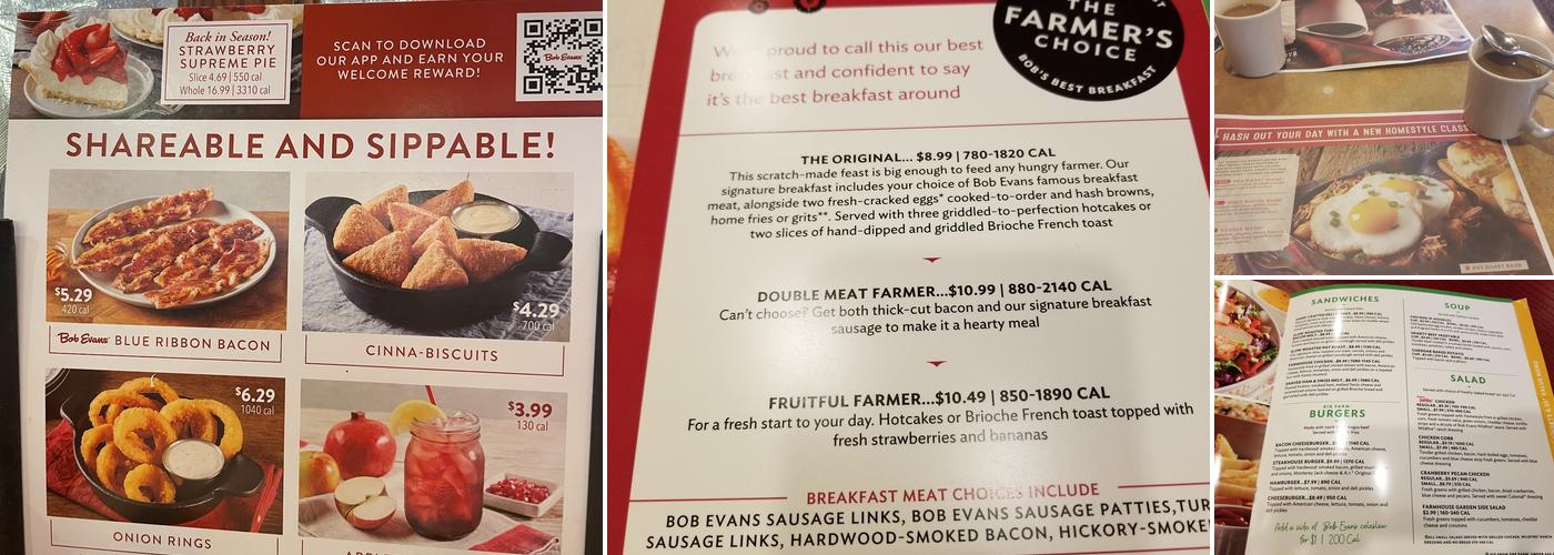 Bob Evans Menu