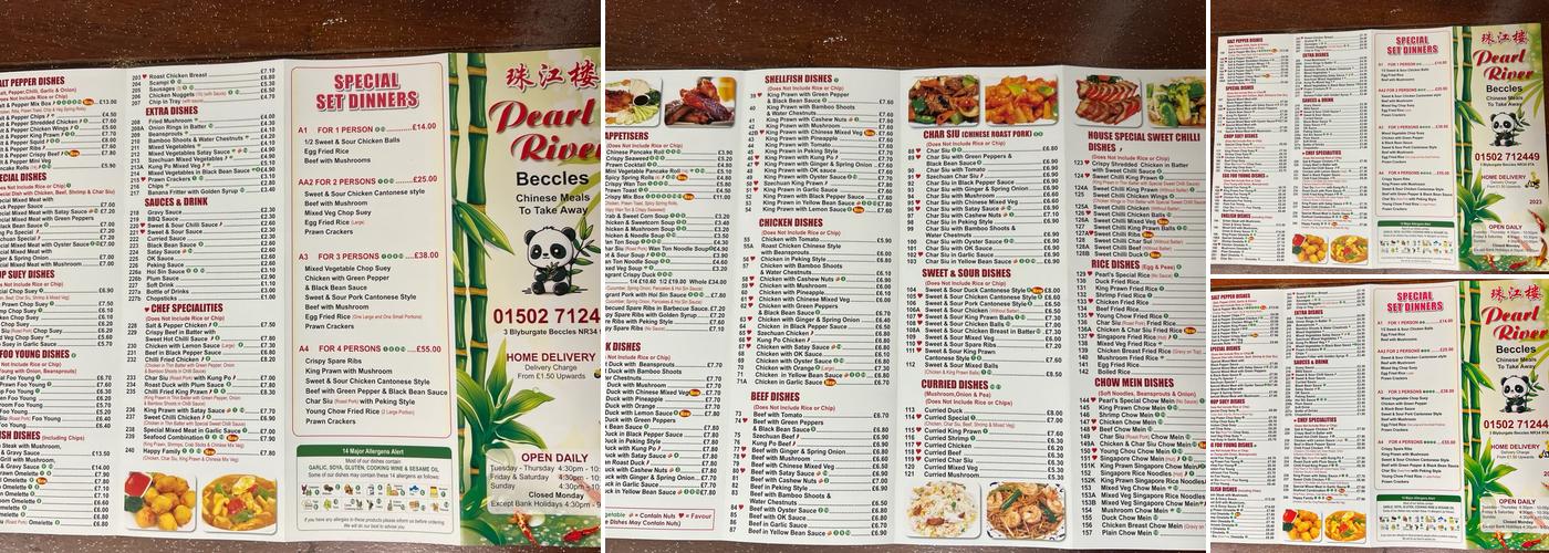 Pearl River Beccles Menu