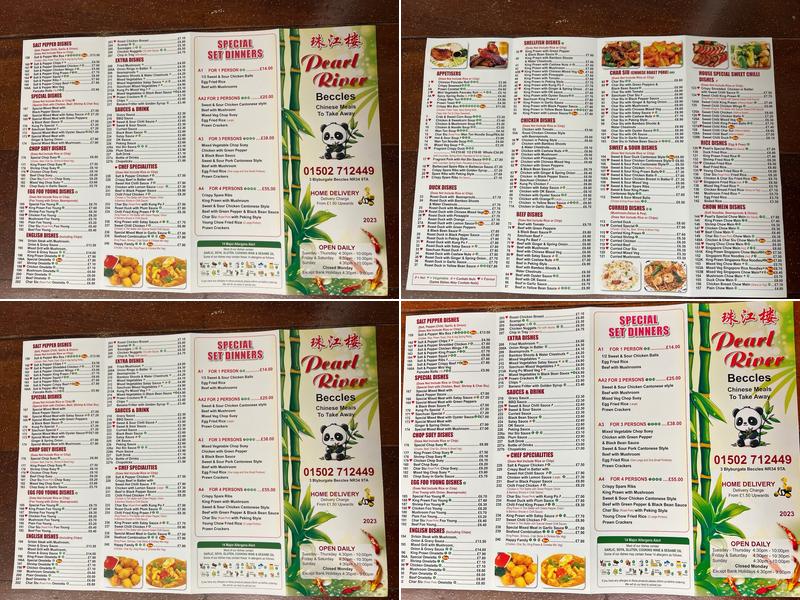 Pearl River Beccles Menu