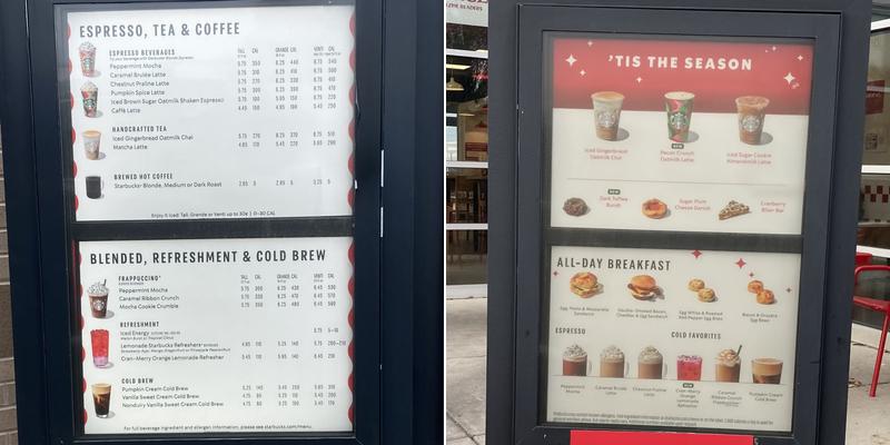 Starbucks Menu