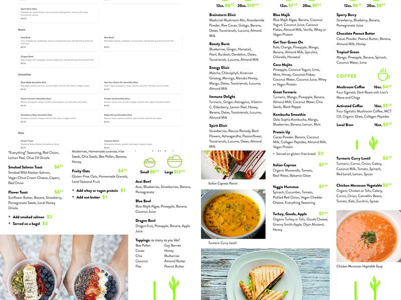 Eucalyptus Wellness and Elixir Bar Menu