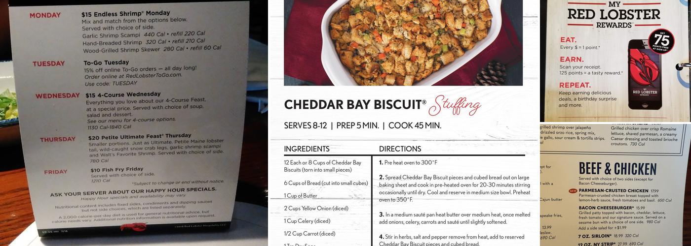 Red Lobster Menu