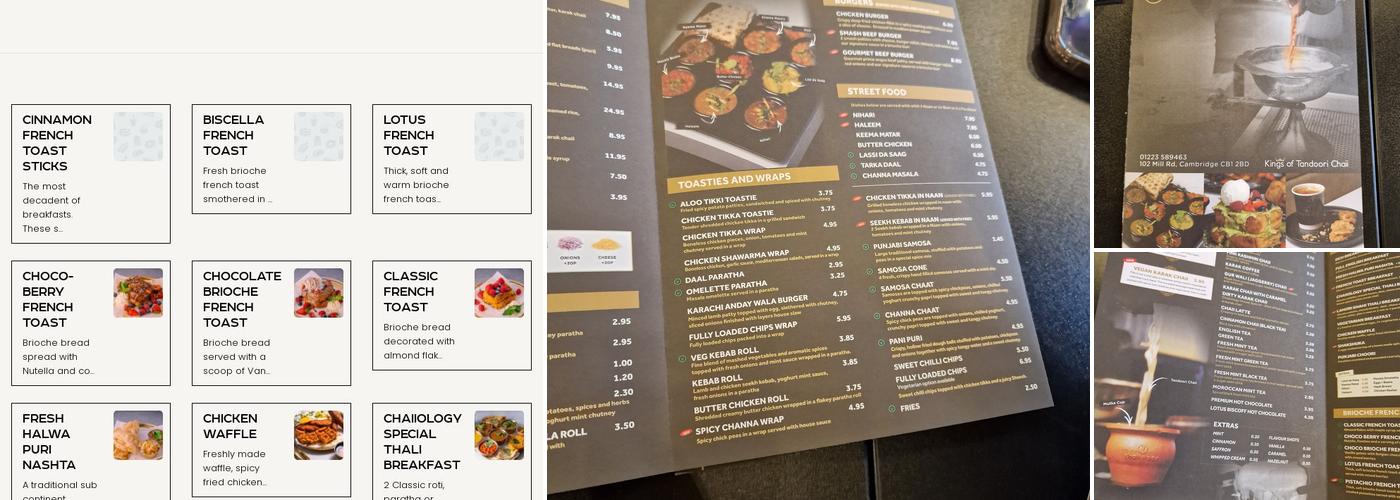 Chaiiology Cambridge Menu