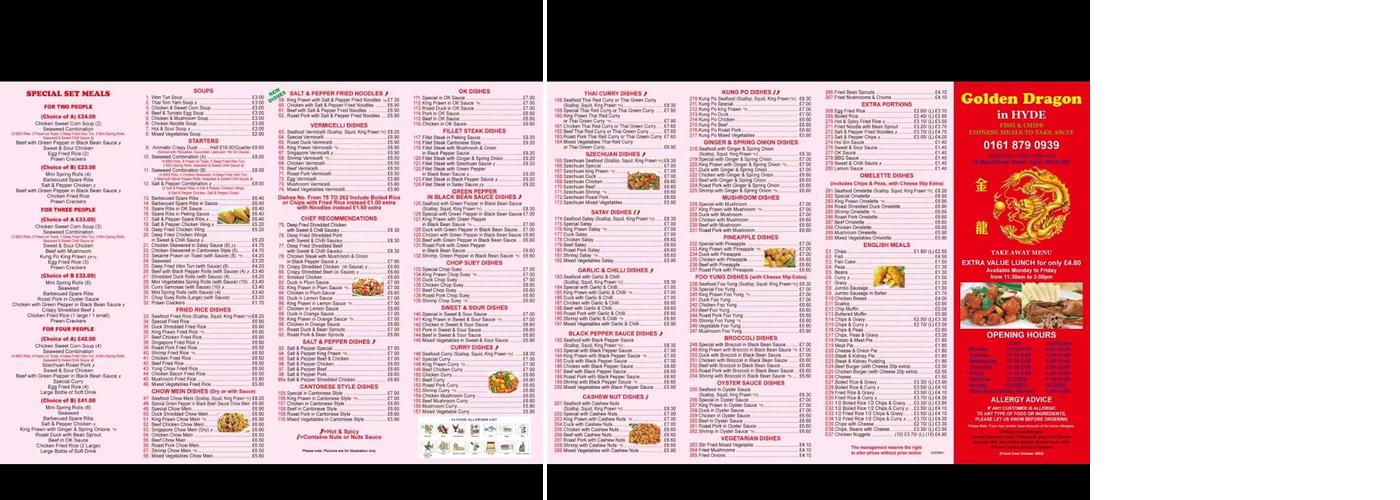 Golden Dragon Menu