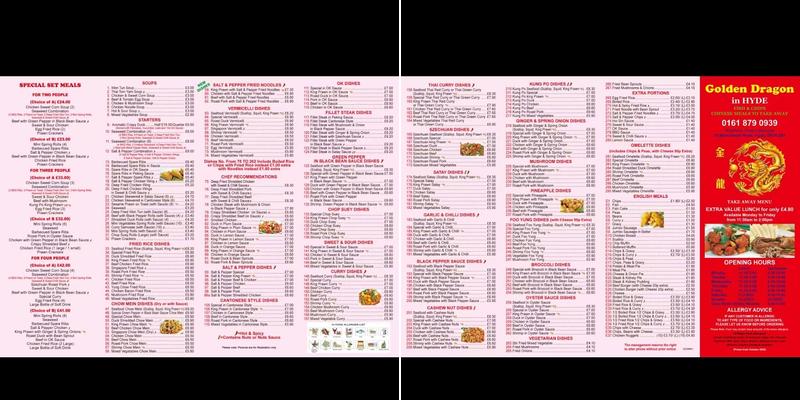 Golden Dragon Menu