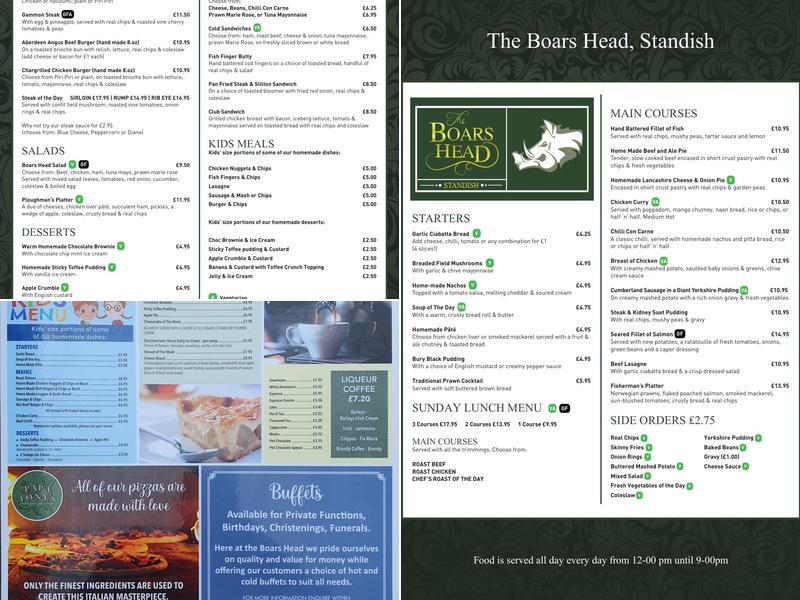 The Boars Head Menu