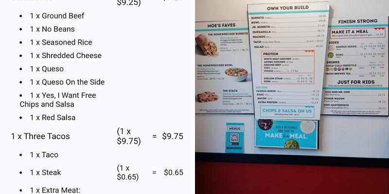 Moe's Southwest Grill Menu