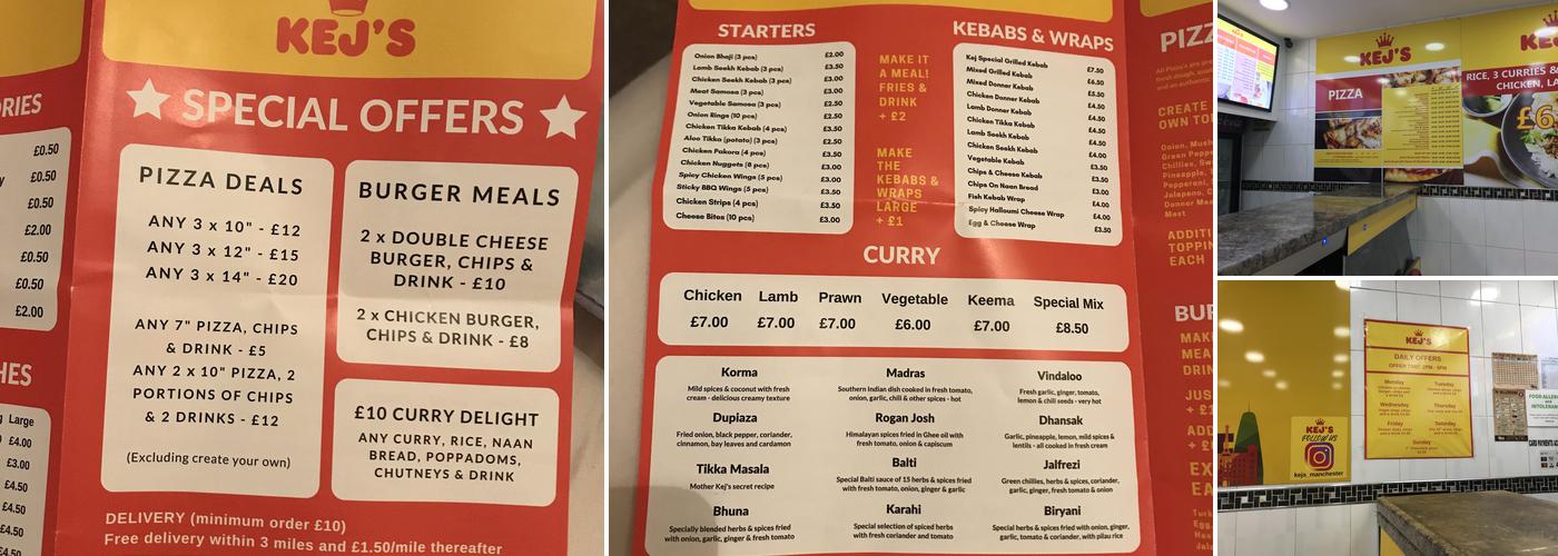 Kej’s Manchester Menu