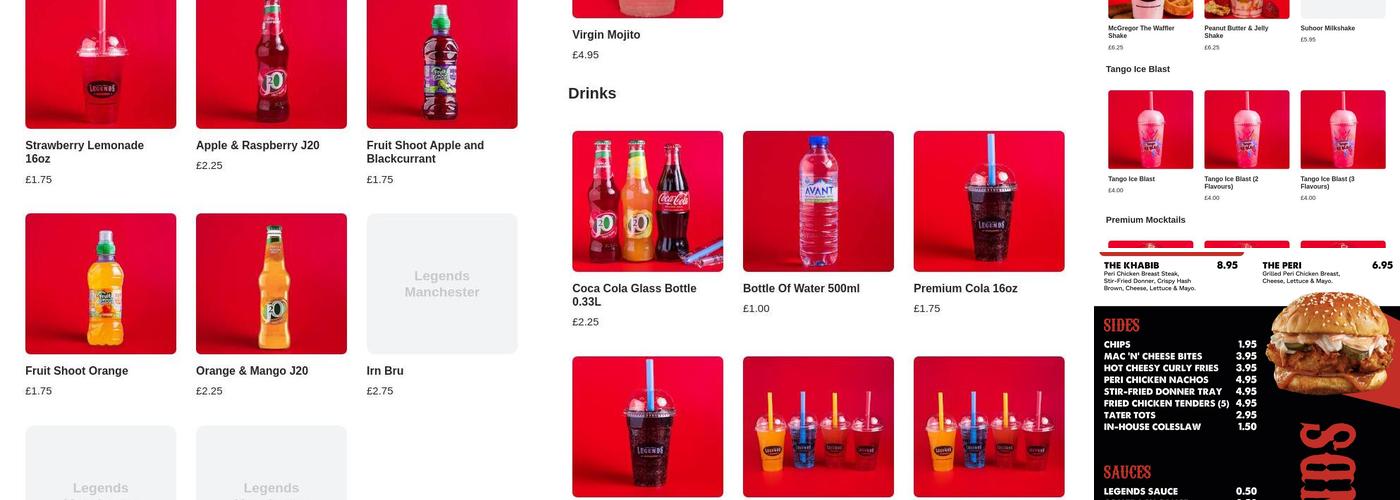 Legends Desserts & Burger Bar Rusholme Menu