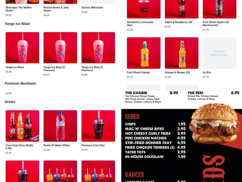 Legends Desserts & Burger Bar Rusholme Menu