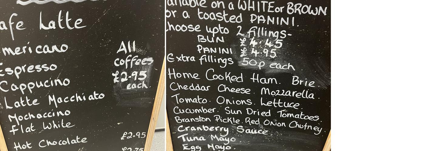 The Crosby Cake Cupboard & Snack Shed Menu