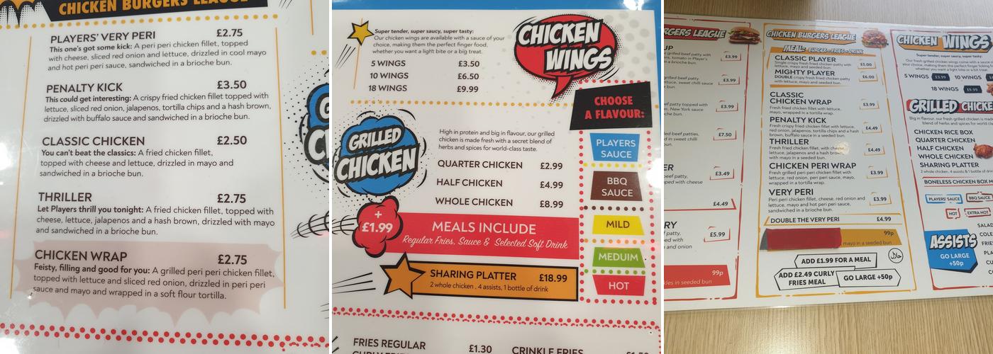 Players Rochdale Menu
