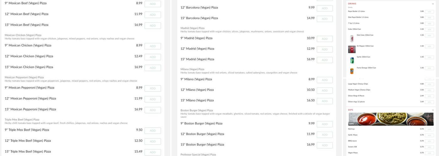 The Pizza Professor Menu