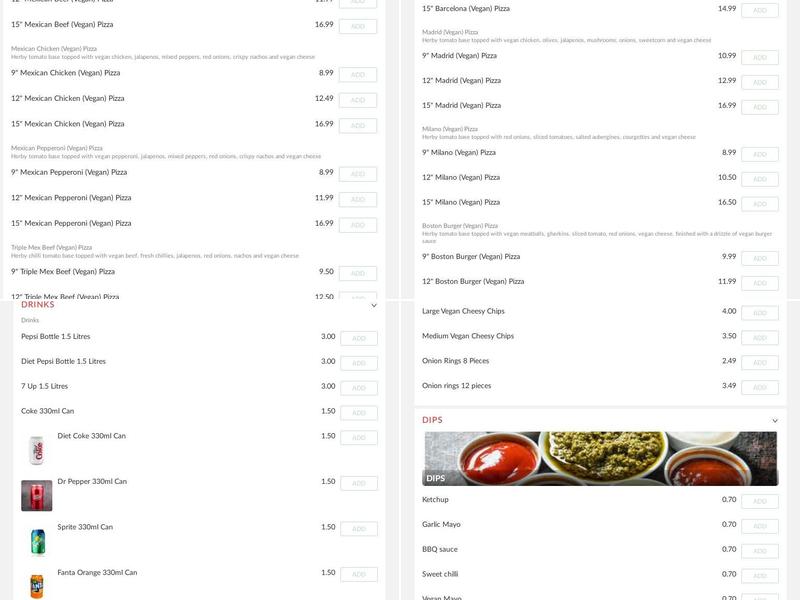 The Pizza Professor Menu