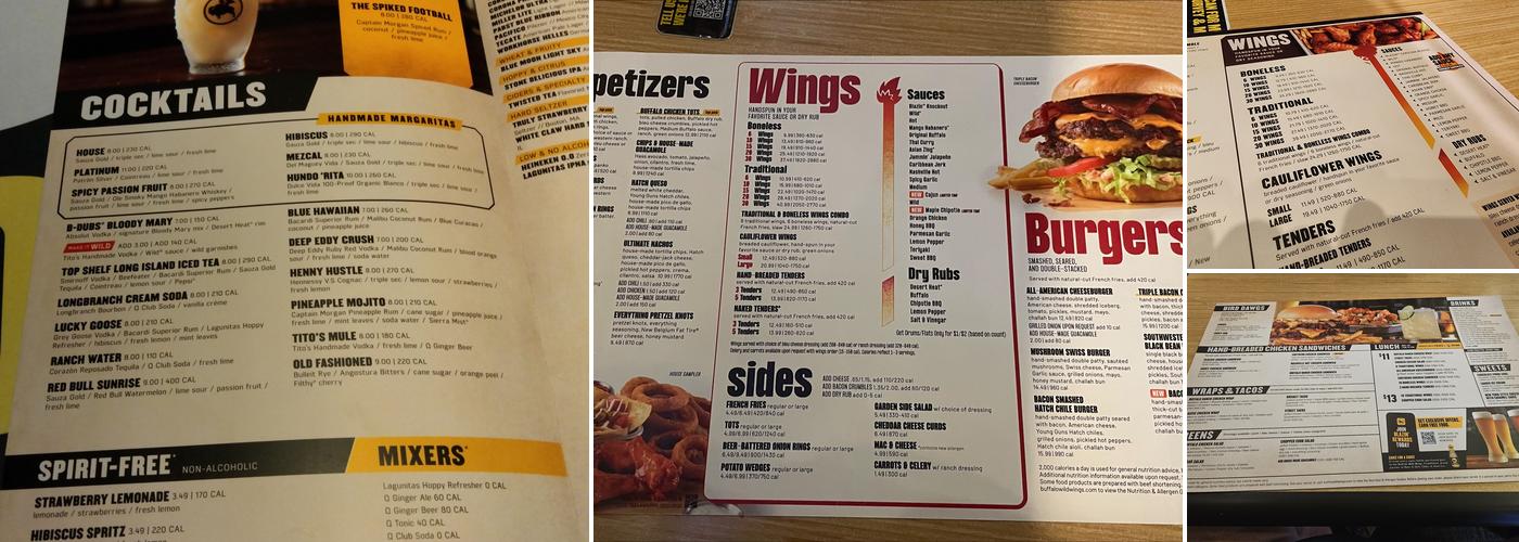 Buffalo Wild Wings Menu