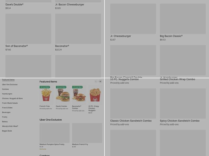 Wendy's Menu