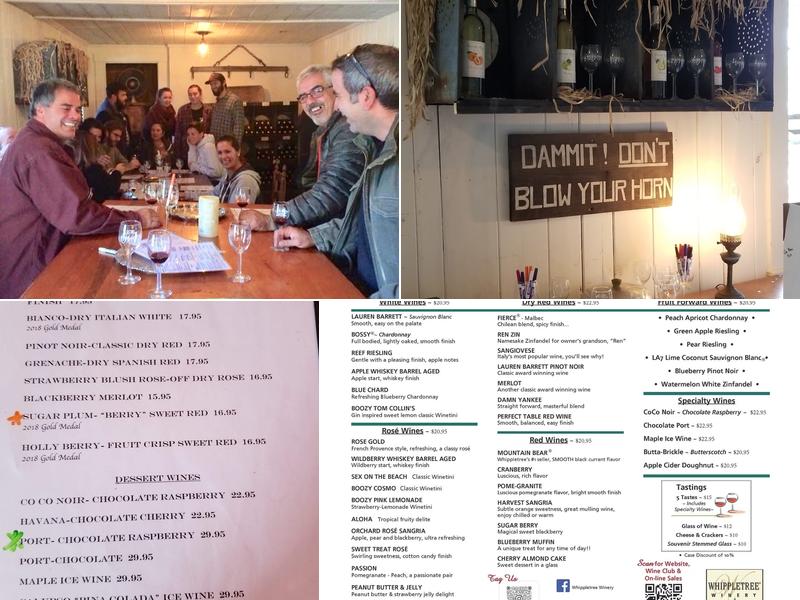 Whippletree Winery Menu
