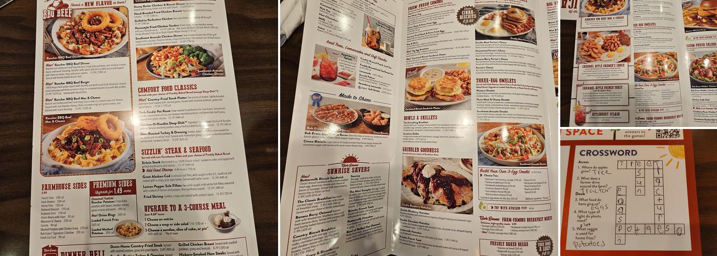 Bob Evans Menu