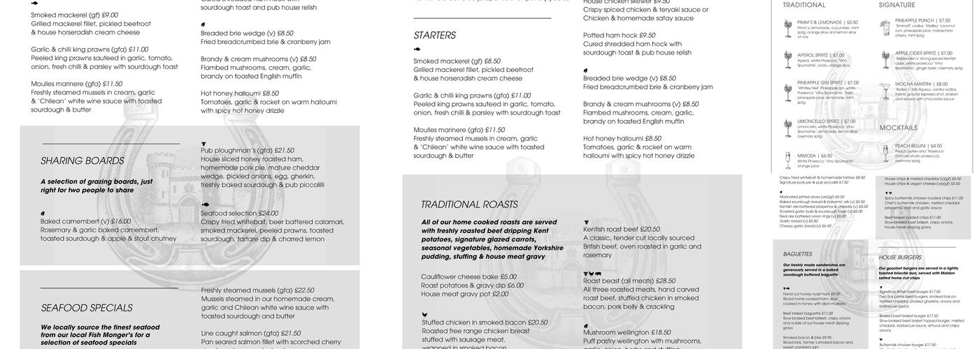The Horseshoe & Castle Menu