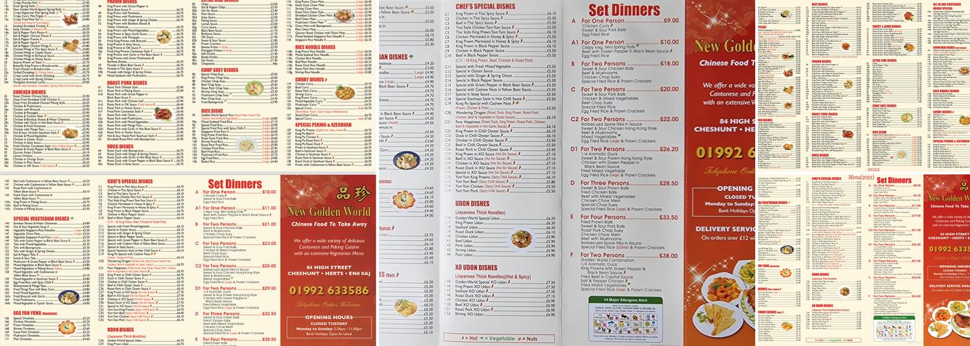 New Golden World Menu