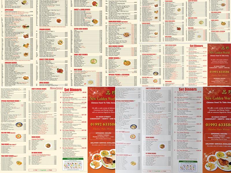 New Golden World Menu