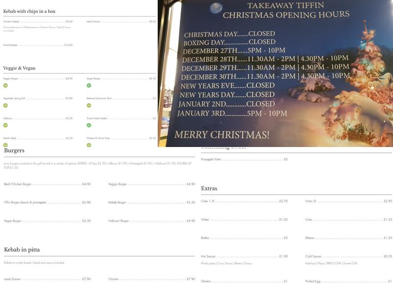 Take-Away Tiffin Menu