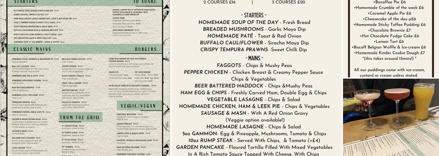 Red Lion Corley Moor Menu