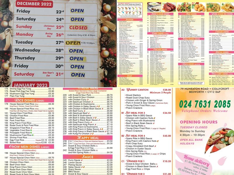 Yummies Chinese Takeaway Menu