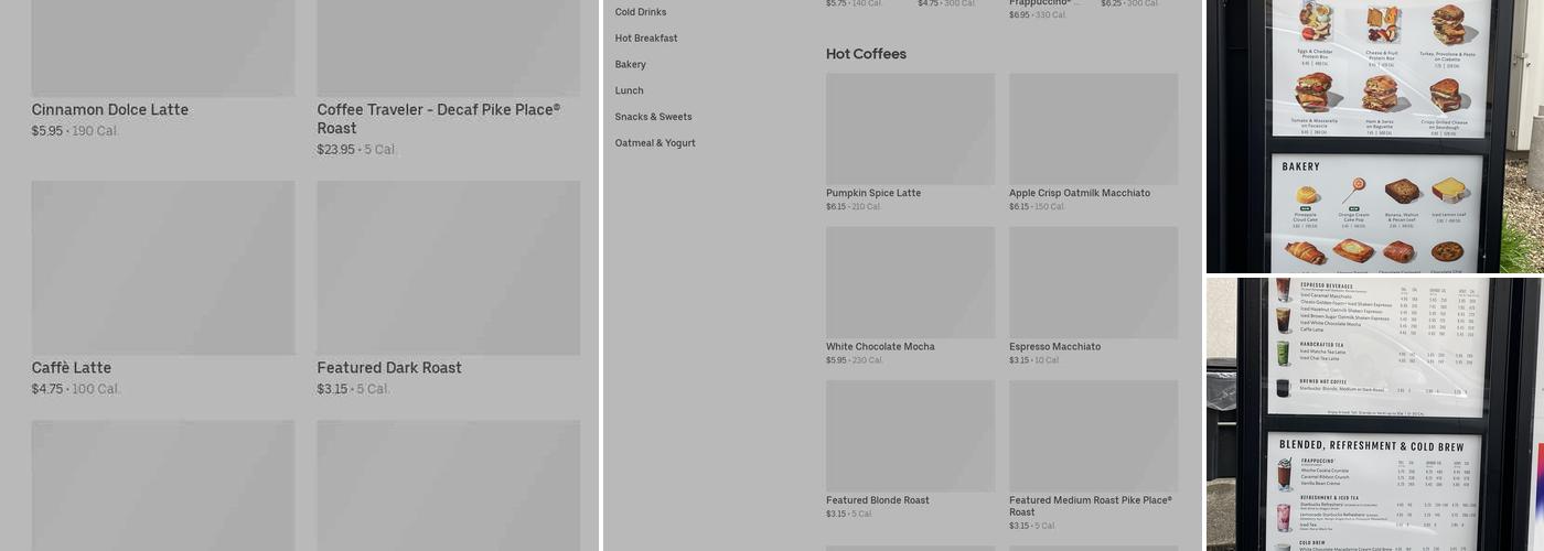 Starbucks Coffee Company Menu