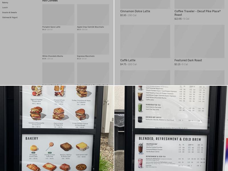 Starbucks Coffee Company Menu