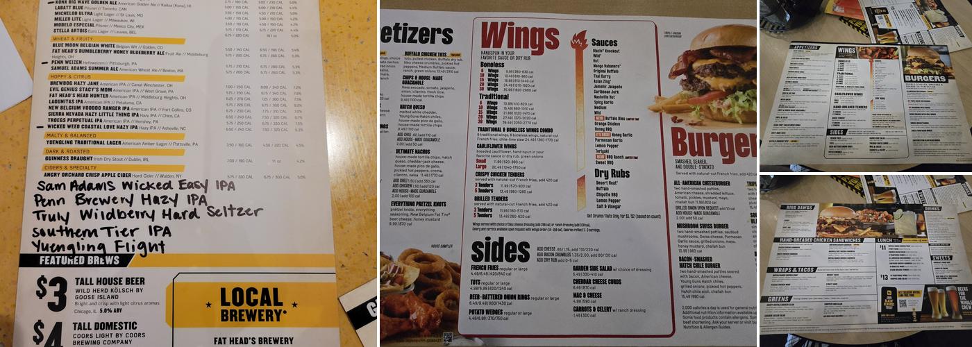 Buffalo Wild Wings Menu