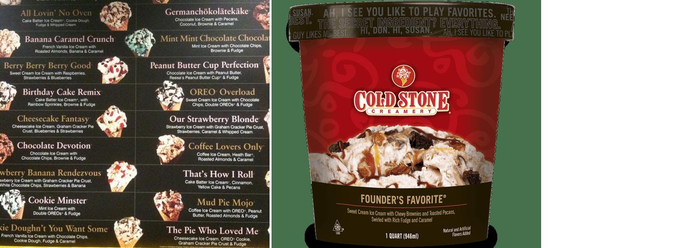 Cold Stone Creamery Menu