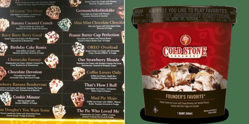 Cold Stone Creamery Menu