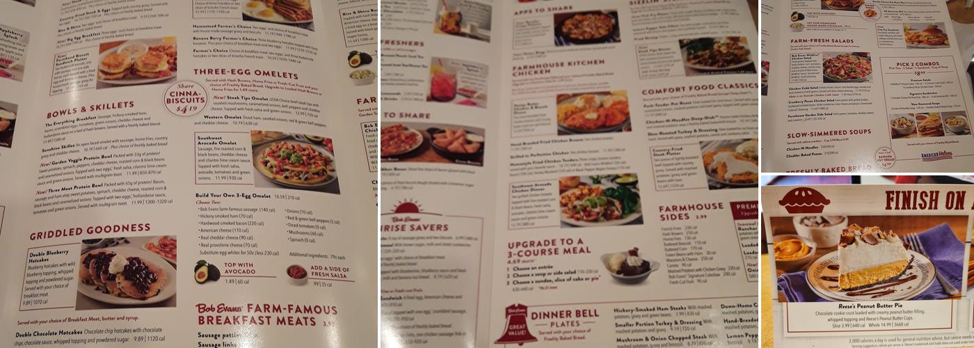 Bob Evans Menu