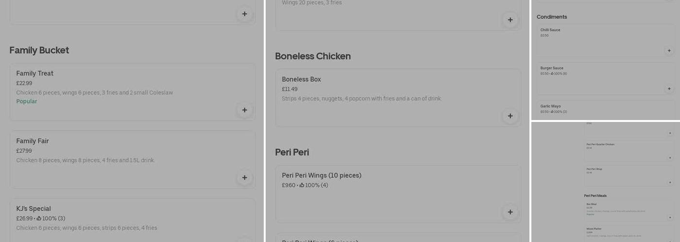 KJ's Unique Chicken Menu