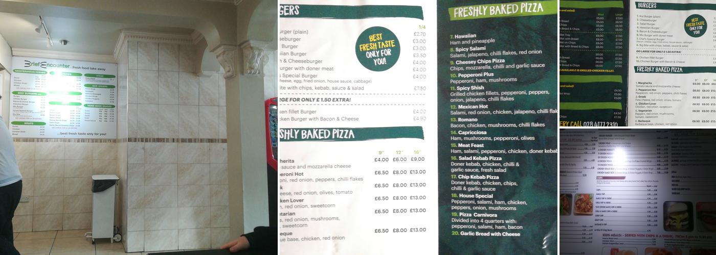 Brief Encounter Menu