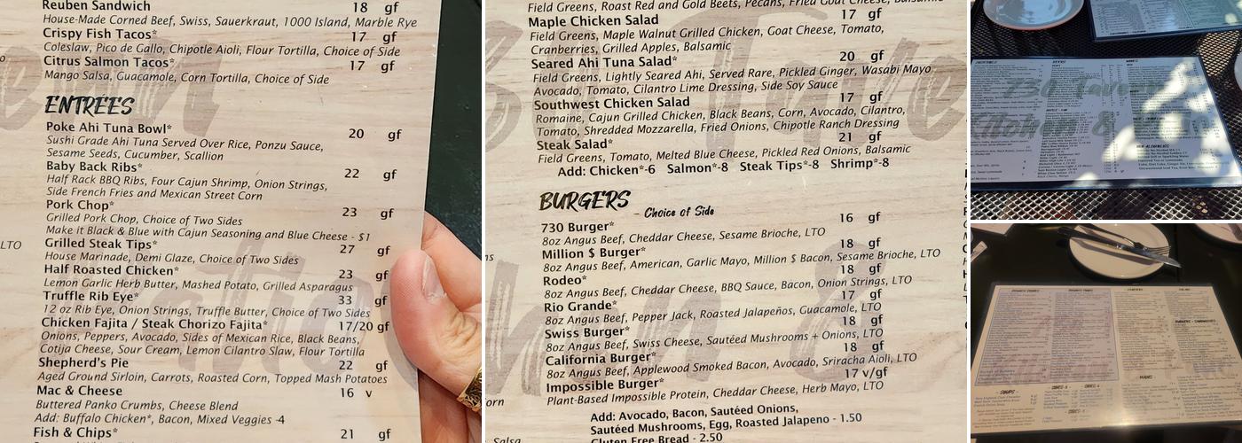 730 Tavern, Kitchen & Patio Menu