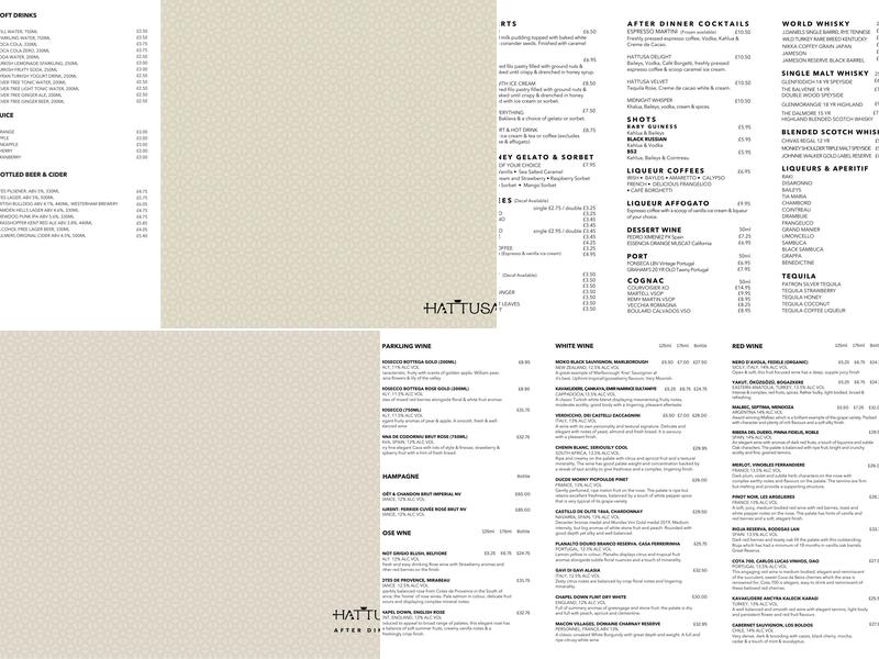 Hattusa Sevenoaks Shop Menu