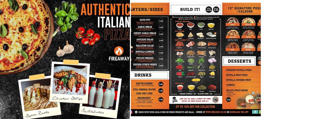 Fireaway Pizza Menu