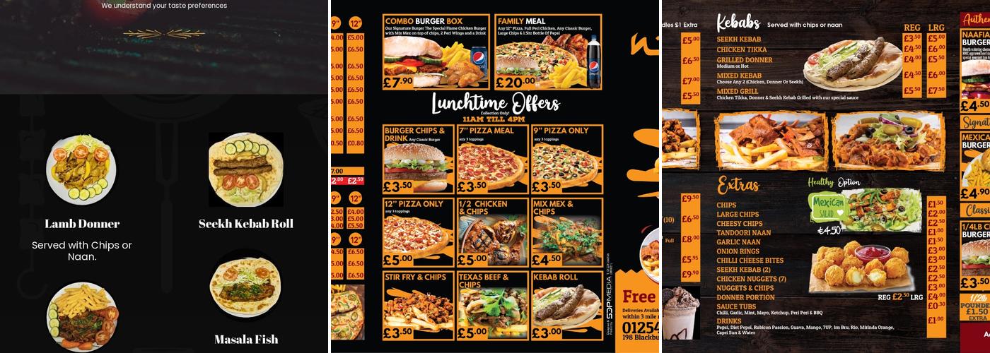 Naafiah Grill Accrington Menu