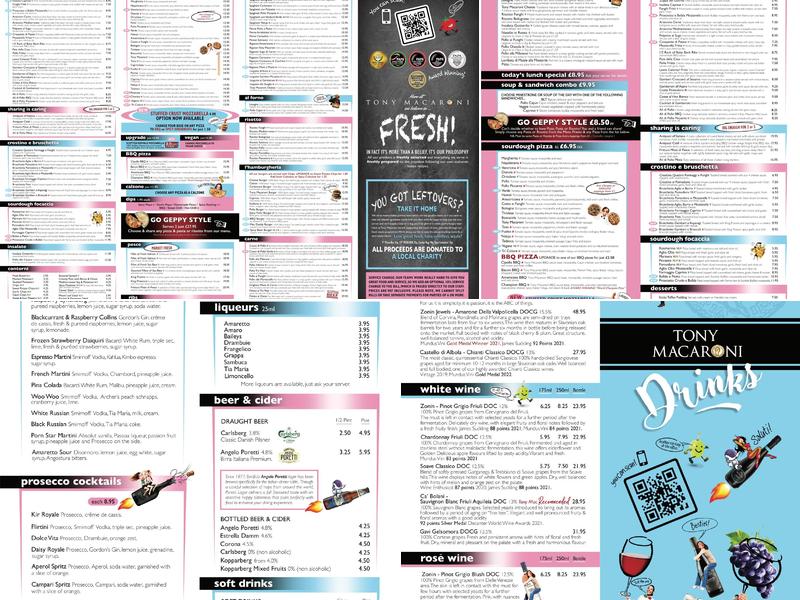 Tony Macaroni Express Menu