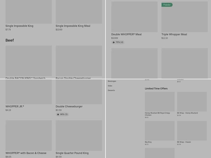 Burger King Menu
