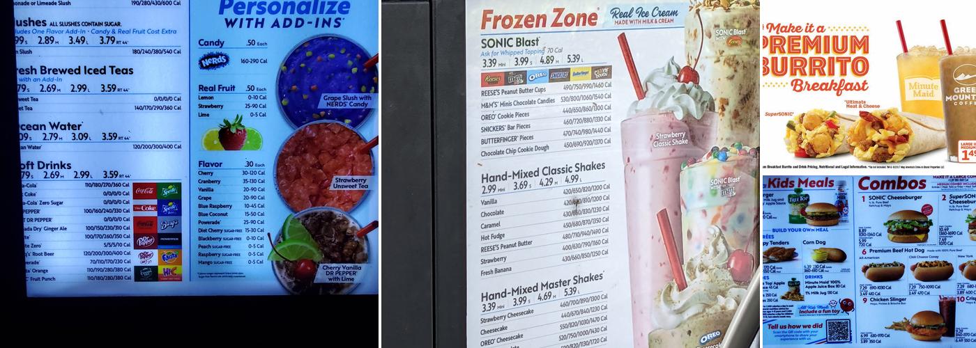 Sonic Drive-In Menu