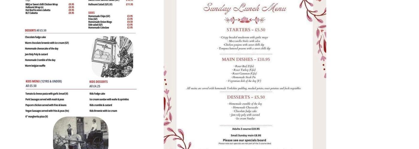 Horse & Groom Menu