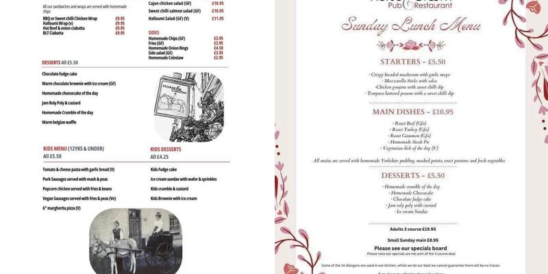 Horse & Groom Menu