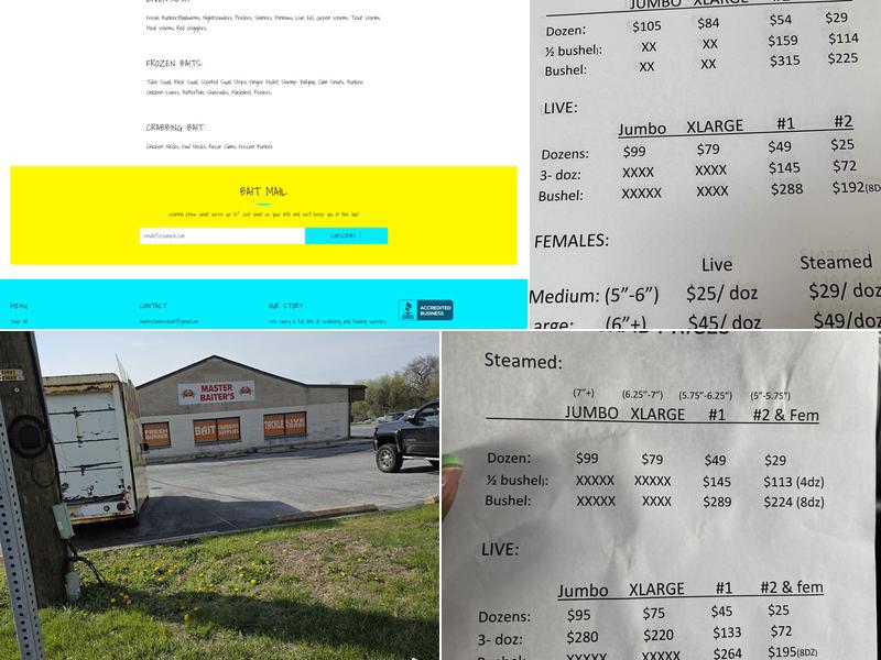 Masterbaiter's crabs, bait, tackle Menu