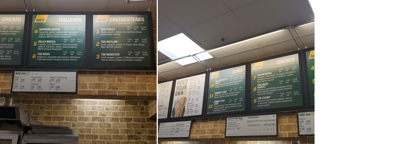 SUBWAY Menu