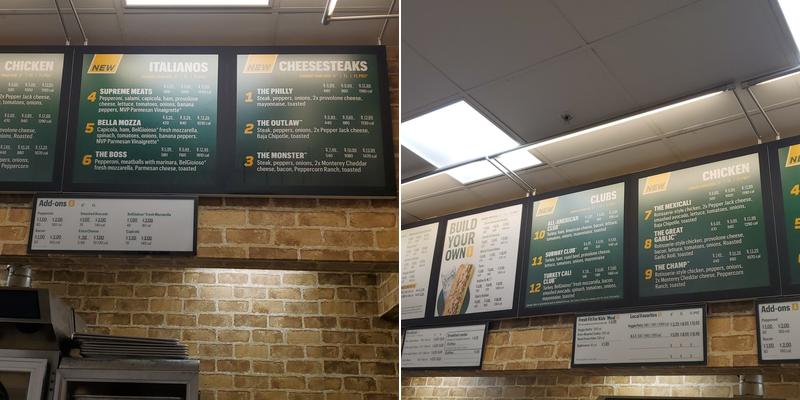 SUBWAY Menu