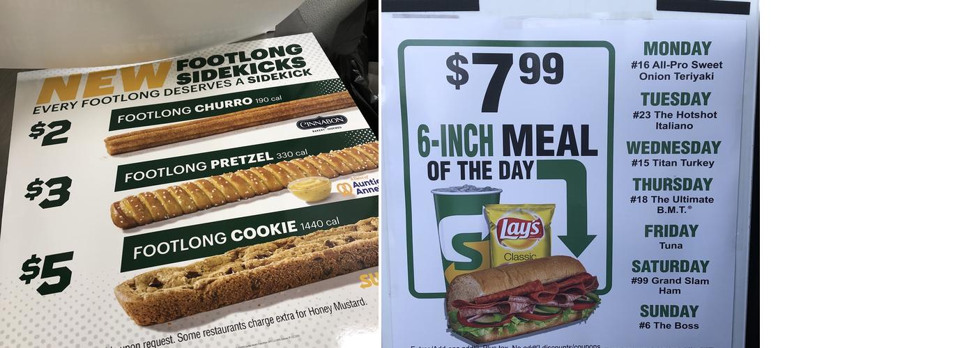 Subway Menu